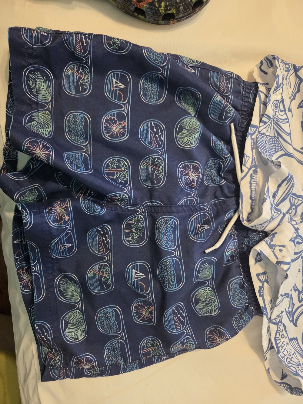 Janie and Jack Boys Navy Sunglasses Print Swim Trunks